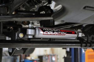 Jeep Wrangler Steering Stabilizer Relocation Bracket - Rough Country - Rough Country JK - Hammer Black - '07-'18